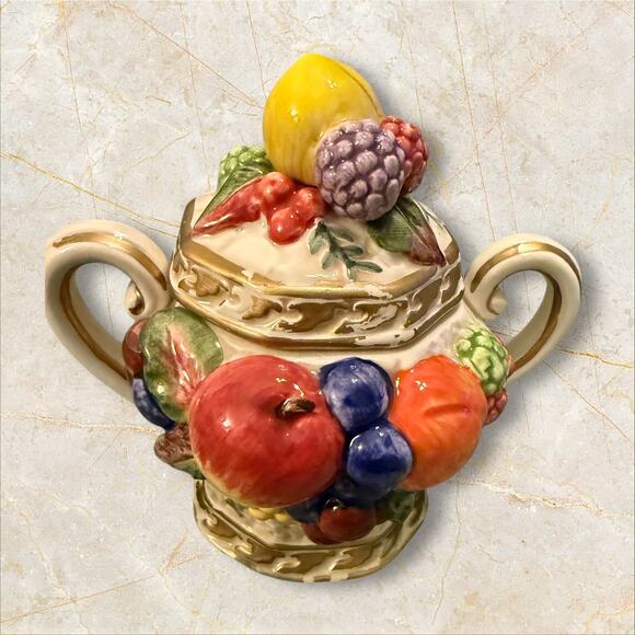 Fitz & Floyd Classics 3-Piece Fruit Embossed Teapot, Sugar Bowl & Creamer Set - Picture 5 of 14